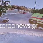 Τροχαίο στα Χανιά: Η στιγμή που το ασθενοφόρο ντεραπάρει μετά τη σύγκρουση με το αυτοκίνητο