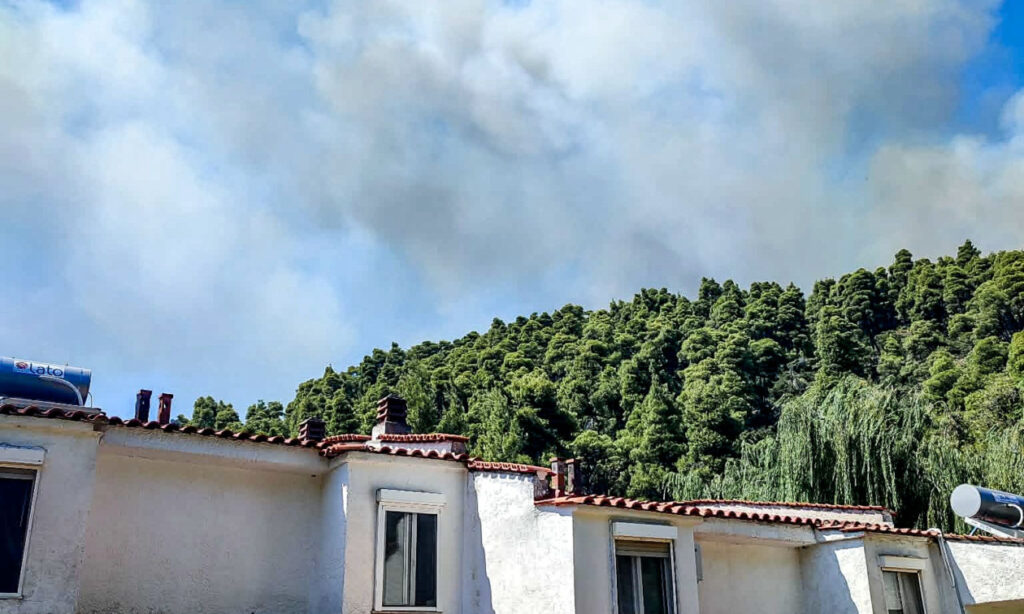 Φωτιά στη Χαλκιδική: Αγωνία στη Σίβηρη με απομακρύνσεις από τη θάλασσα